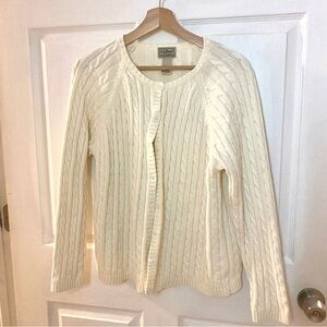 L.L. Bean Cable Knit Button Up Cardigan WMNS XL 100% Cotton Cottagecore Vintage